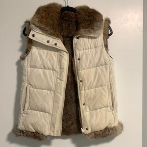 Burberry fur and white puffy reversible vest